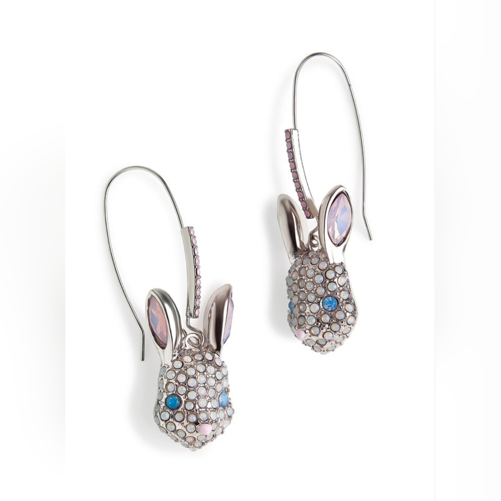 Betsey Johnson Cute Spring Bunny Dangle Drop Earrings - Picture 2 of 6